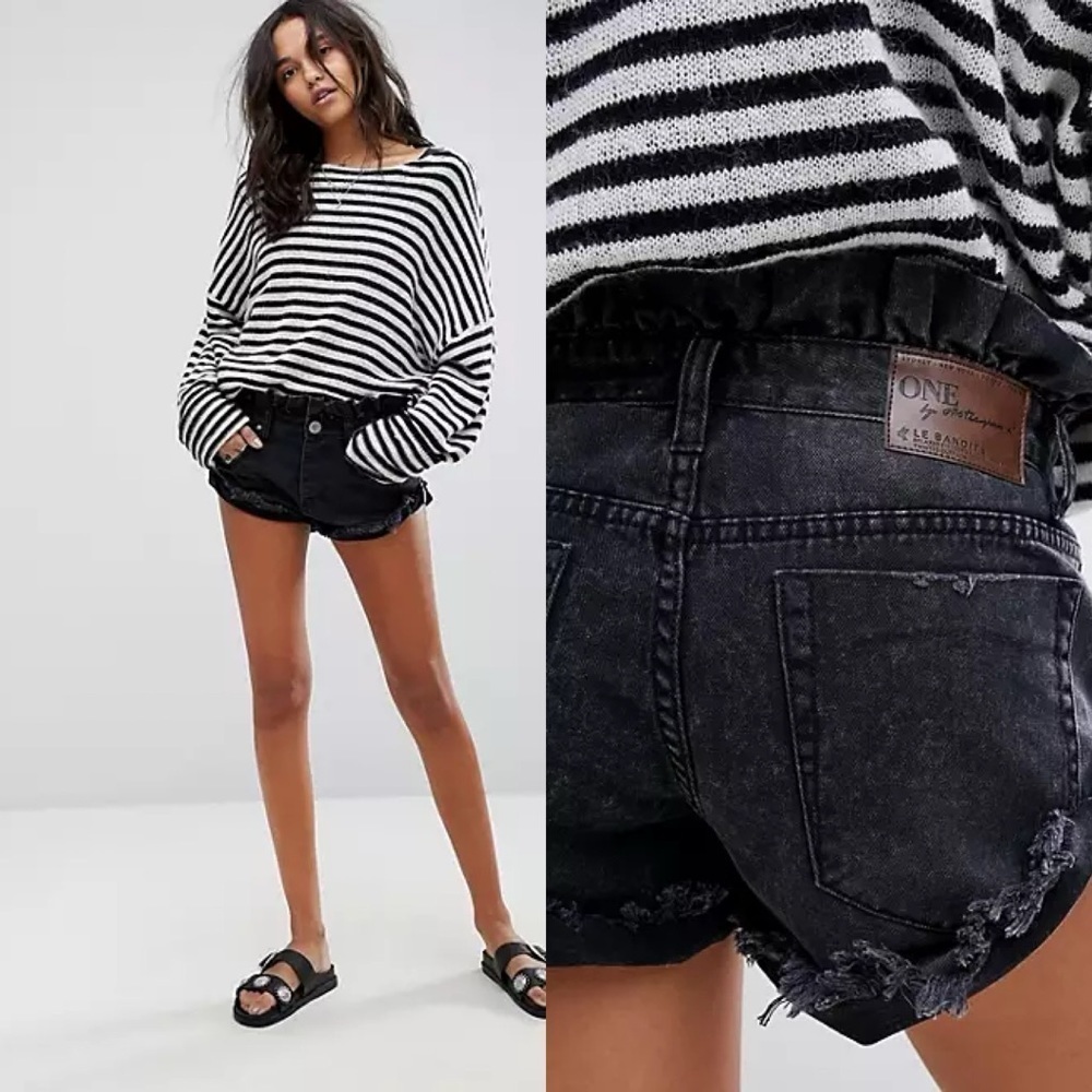 Free People x One Teaspoon Festival Relaxed Fit High Rise Button Fly Shorts